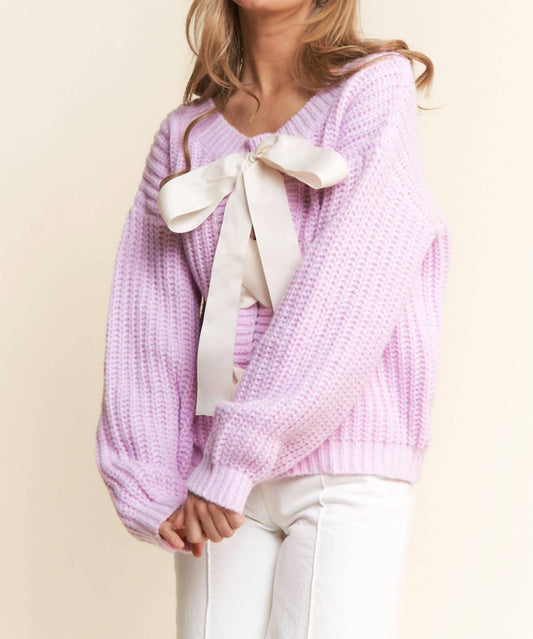 J.Nna - Cozy Cutie Cable Knit Ribbon Sweater