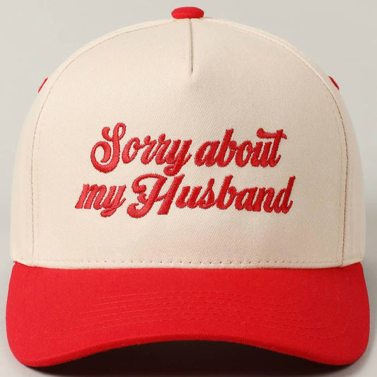 Fashion City - Women's Sorry About My Husband Embroidery Two-tone Canvas Hat