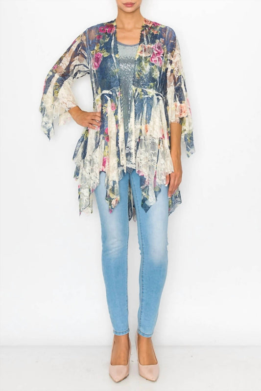 Origami - Denim Rose Lace Cardigan