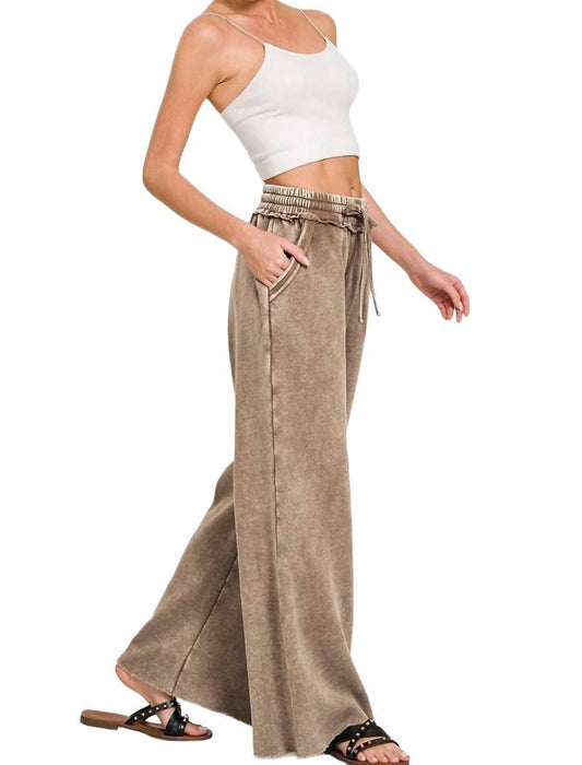 Zenana - Acid Wash Fleece Palazzo Sweatpants