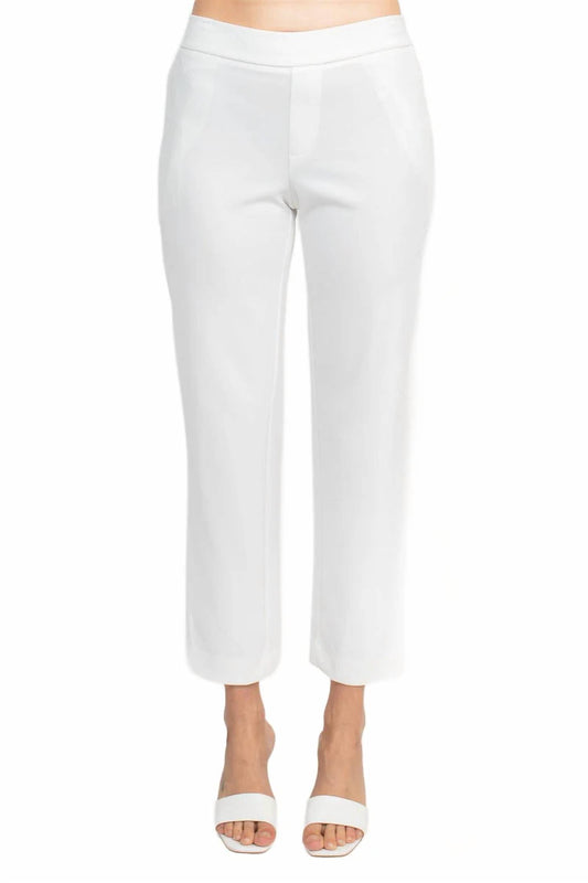 T Tahari - Mid Waist Pull On Ankle Slim Fit Crepe Pant With Pockets