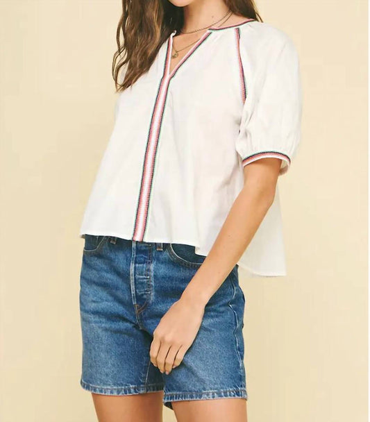 Pinch - Contrast Stitch V-neck Top