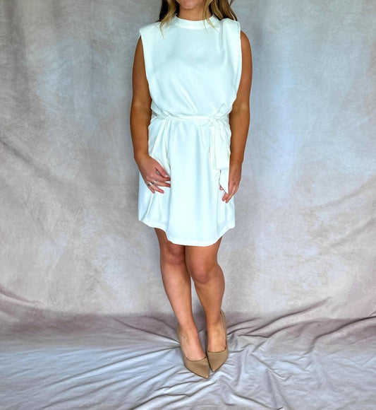 Tcec - Padded Shoulder Tie Dress