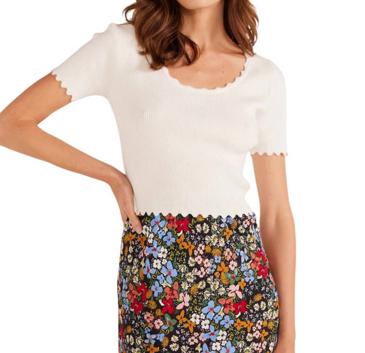 Minkpink - Laura Scallop Knit Tee