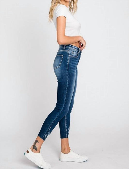 Petra153 - High Rise Ankle Skinny Distressed Hem