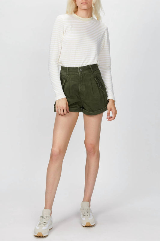 STRETCH LINEN KHAKI SHORTS