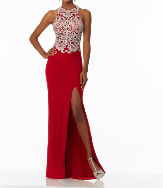 Paparazzi By Mori Lee - Beaded Embroided Fitted Jersey Prom Dress