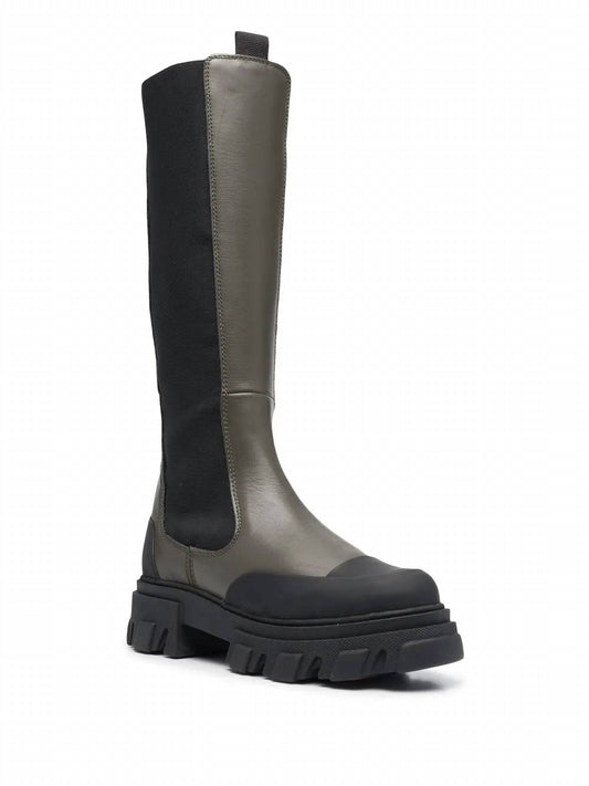 Ganni - Women's Cleated Knee-high Chelsea Boots