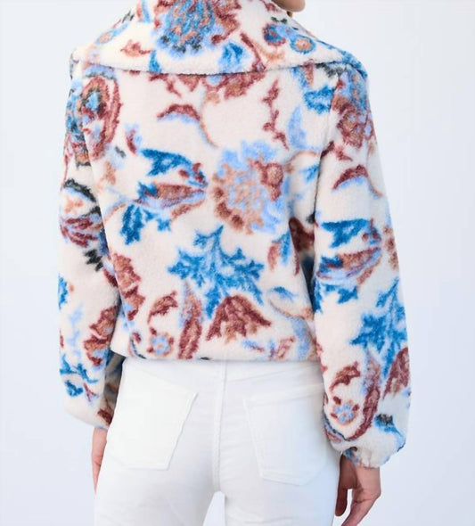 Fdj - 1/2 Zip Creme Damask Sherpa Popover Jacket