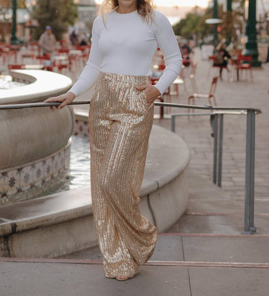 Wisteria Lane - Jenna Sequin Wide Leg Pants