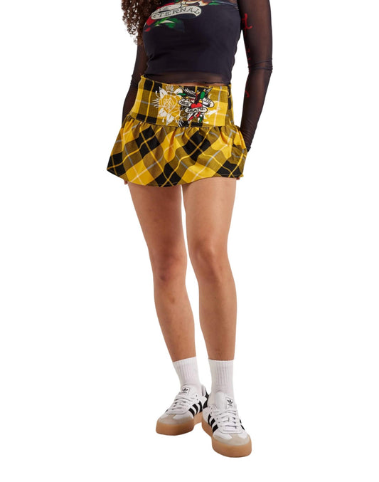 Ed Hardy - True Eagle Plaid Flare Mini Skirt