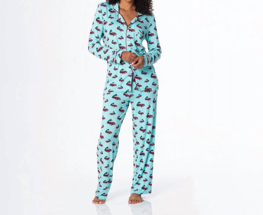 Kickee - Print Long Sleeve Collared Pajama Set