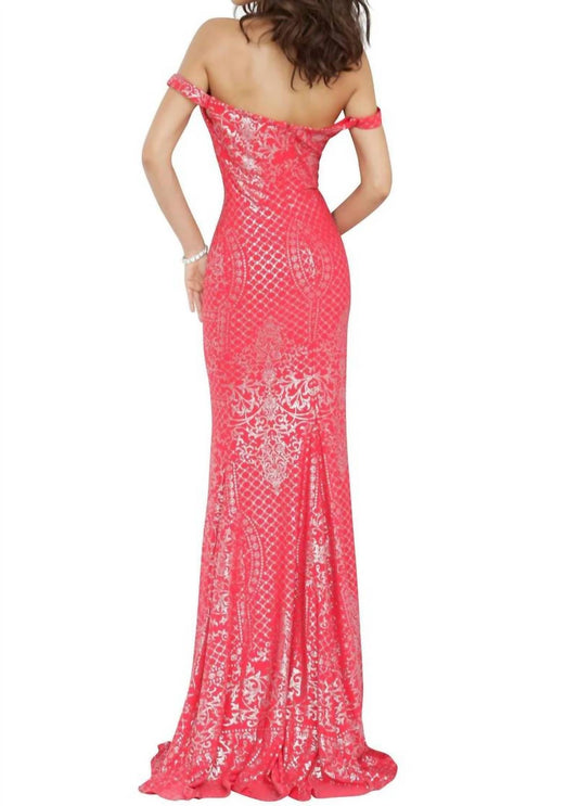 Jovani - Off the Shoulder Fitted Prom Dress