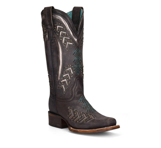 Corral - Women's Laser Embroidered With Studs Square Toe Boot
