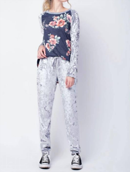 12Pm By Mon Ami - Crushed Velvet Jogger Lounge Pants