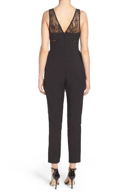 Adelyn Rae - Crepe Lace Insert Sleeveless Jumpsuit