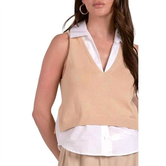 Elan - Two Sweater V-neck Layered Vest