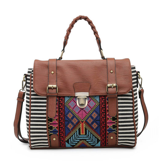 Jen & Co. - Women's Harlow Aztec Embroidered Satchel Bag