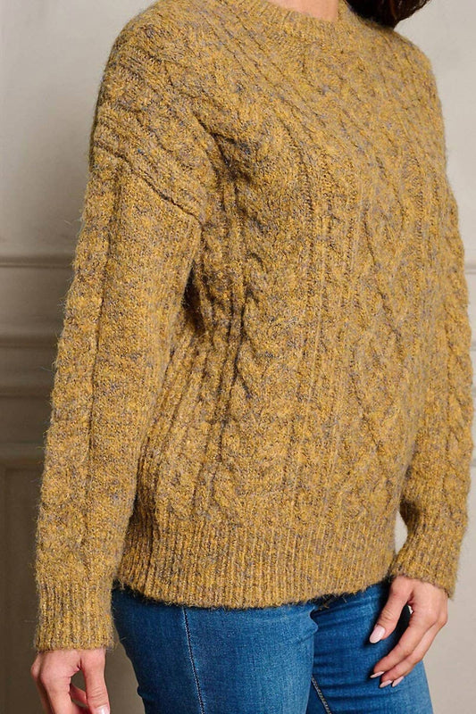 Mystree - Cable Knit Fuzzy Sweater