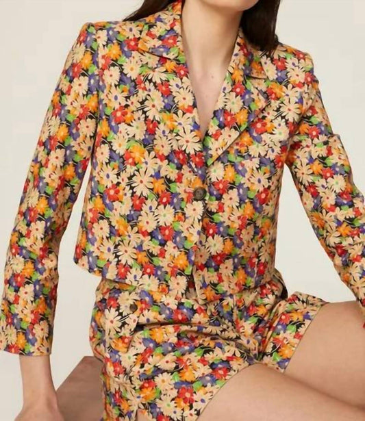 Something Navy - Floral Cropped Blazer