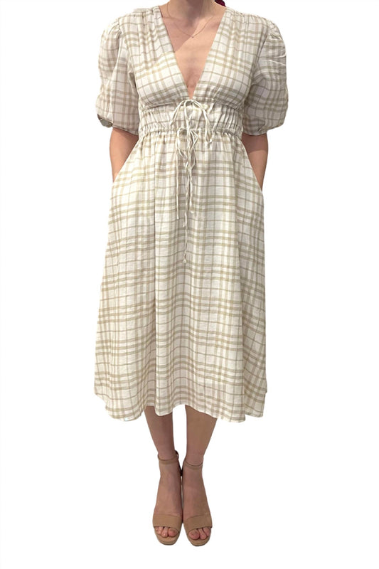 Moodie - Plaid Plunge Midi Dress