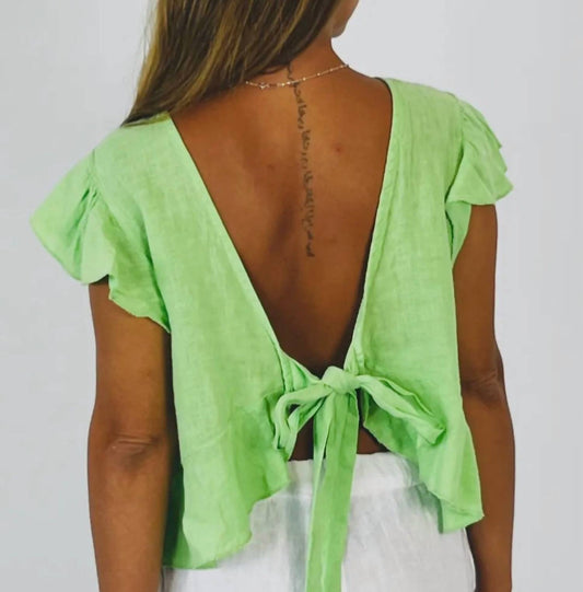 Made In Italy - Flutter Linen Tie Top