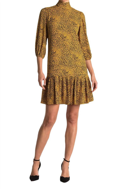 Nanette Lepore - High Neck 3/4 Sleeve Ruffled Hem Chiffon Dress