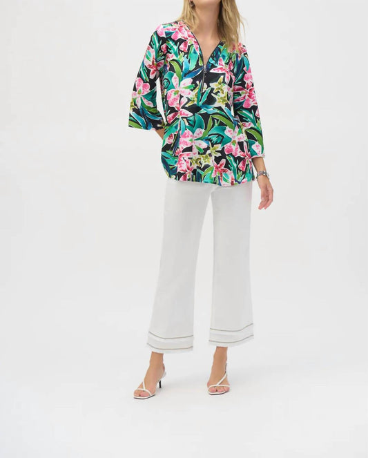 Joseph Ribkoff - Bold Print Silky Knit Quarter Flared Sleeve Tunic Top