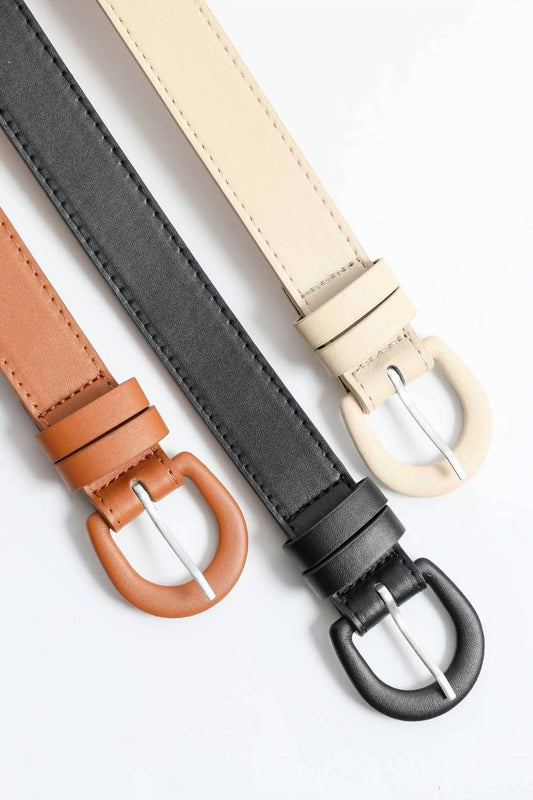 Leto - Unisex Classic Stylish Round Buckle Vegan Leather Belt