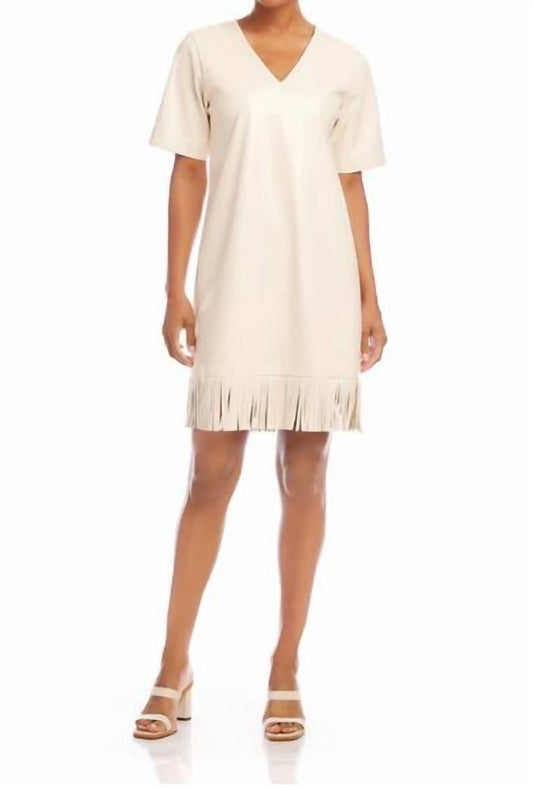 Karen Kane - Faux Leather Dress With Fringe