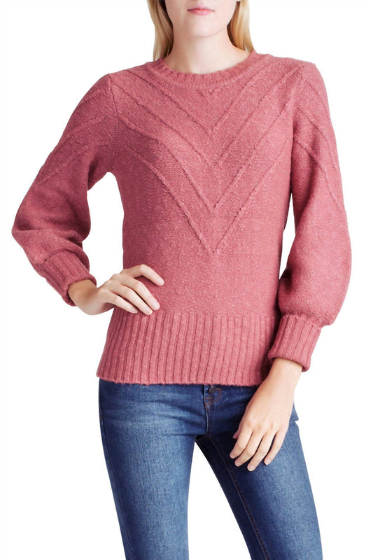 Kensie - Variegated Cotton Blend Long Sleeve Sweater
