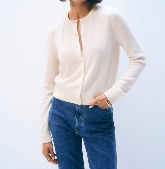 White + Warren - Brushed Cashmere Crewneck Cardigan