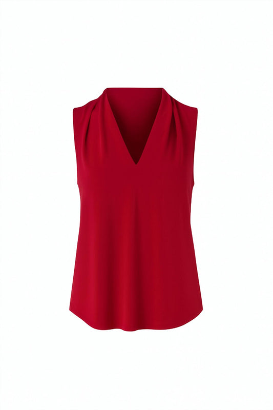 Iris Setlakwe - Women's Matte Jersey Sleeveless Pleated V-neck Top