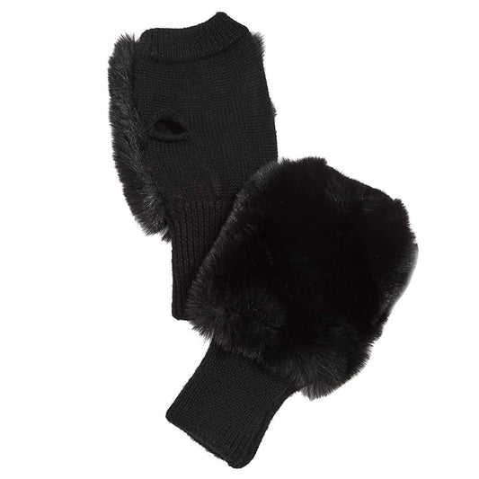 Faux Fur Pull Through Scarf and Mitten Set