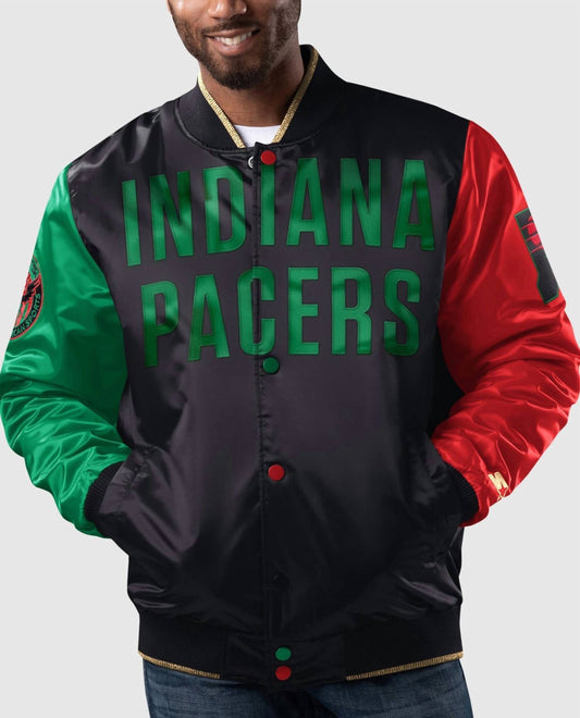 Starter - Men's Indiana Pacers History Month Quilted Lining Satin Full-Snap Jacket