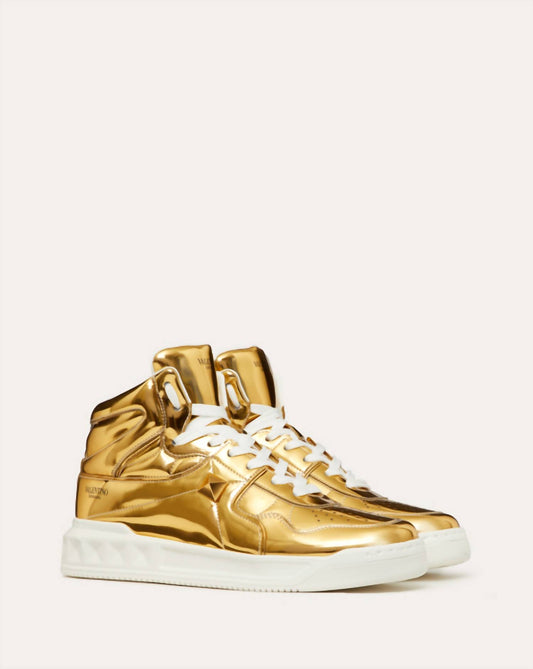 Valentino - Men's Stud Mirror Effect Synthetic Fiber Mid-top Sneakers