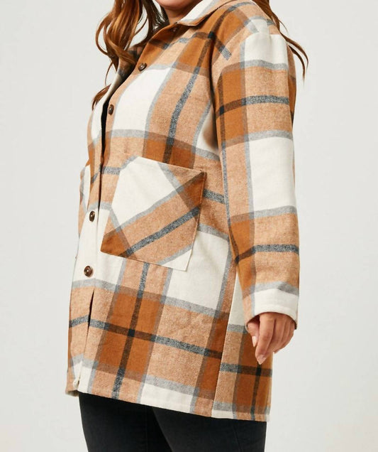 Hayden La - Plaid Button Up Patch Pocket Coat - PLUS