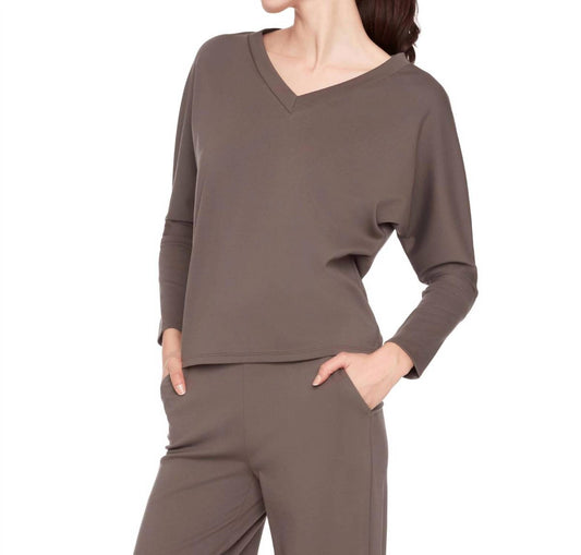 Up! - Light Ponte V-neck Long Sleeve Top