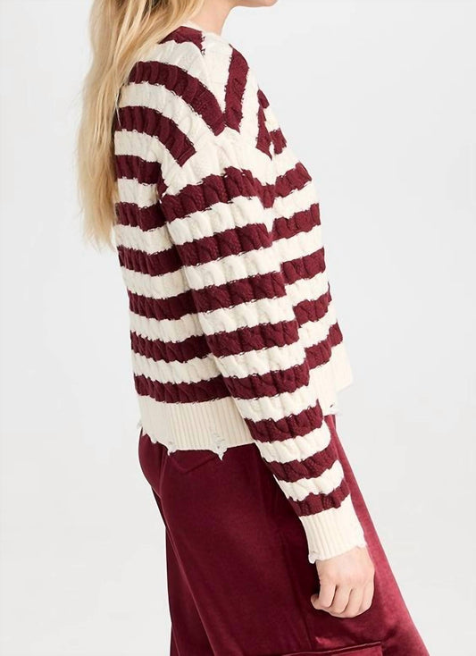 Lna - Devi Distressed Cable Knit Sweater