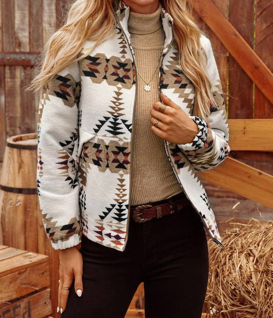 Fashionworks - Fall Western Aztec Zip Up Jacket