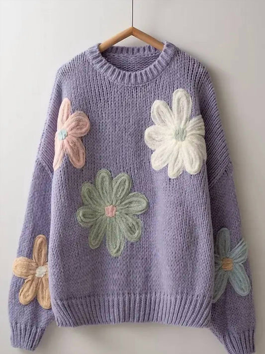 Trend:Notes - Women's Embroidered Floral Sweater