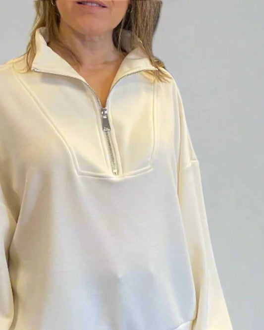 Ariella - Cable Knit Sweater With Zipper