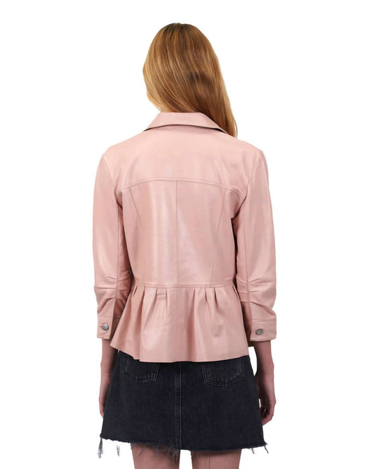 Jakett - Brie Burnished Leather Peplum Jacket