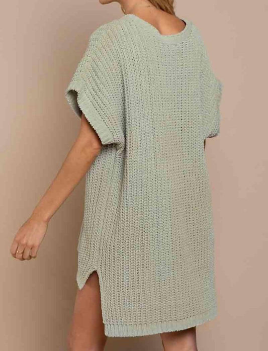 Pol - High-low Short Sleeve Chenille Sweater
