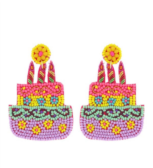 Sophia Collection - Women's Beaded Birthday Cake Earrings