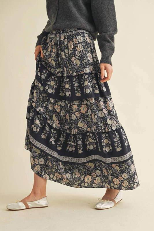 &Merci - Tiered Floral Maxi Skirt