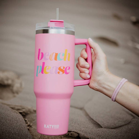 Katydid - Beach Please Printed Stainless Steel Tumbler 40 Oz With Handle