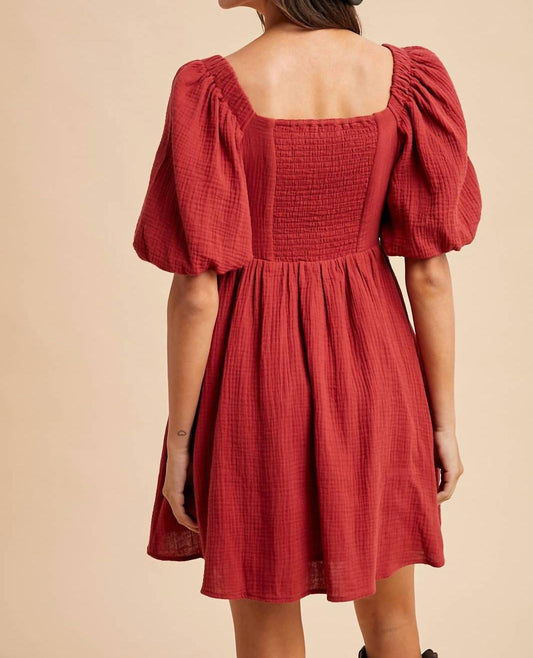 In-Loom - Sweetheart Puff Sleeves Mini Dress