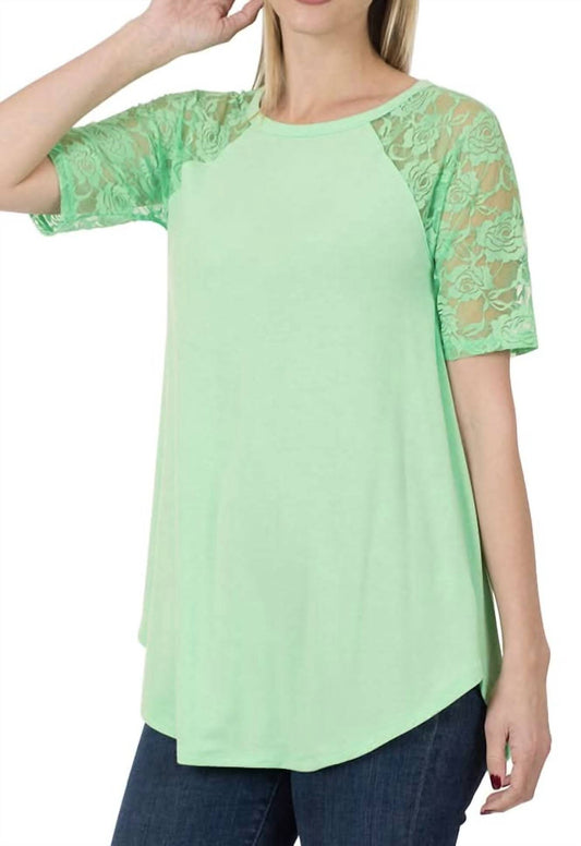 Zenana - Lace Sleeve Top