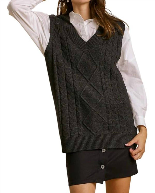 Umgee - Cable V-neck Sweater Vest